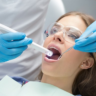 Patient receiving intraoral images