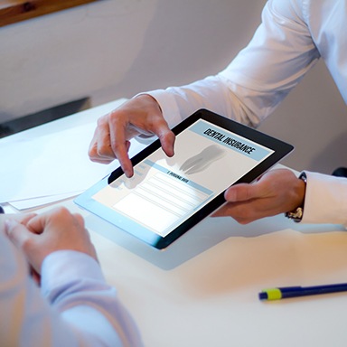 Dental insurance forms on tablet