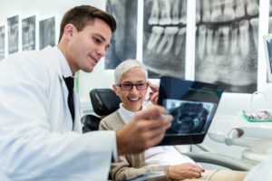 dentist talking to patient